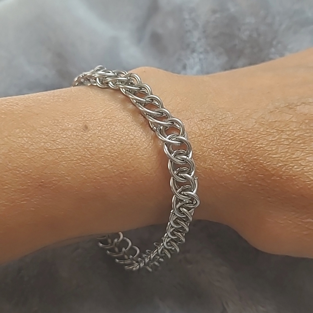 Handmade Stainless Steel Half Persian Chainmaille Weave Bracelet